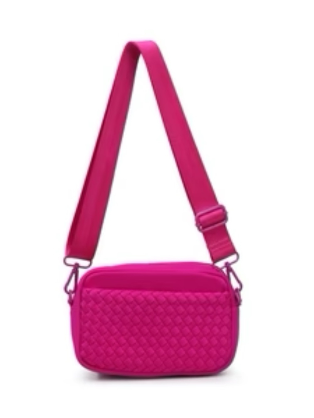 NWT Sol and Selene Fuchsia Neoprene Woven Crossbody Bag - Picture 7 of 9